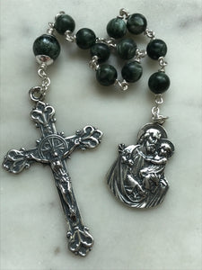 Saint Joseph Rosary - Sterling Silver and Seraphinite Gemstones - Beautiful Lilies Crucifix - Single Decade Rosary CeCeAgnes