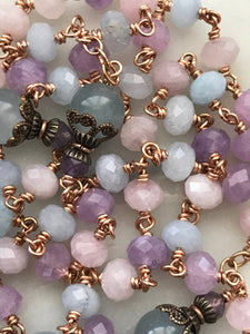 Joan of Arc Petite Pastel Gemstone Rosary - Dream Quartz and Bronze - CeCeAgnes