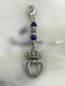Sacred and Immaculate Heart Bag Charm - Zipper Pull - All Sterling Silver CeCeAgnes