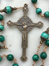 Load image into Gallery viewer, Beautiful Green Malachite Rosary - Bronze - Sacred Heart - CeCeAgnes
