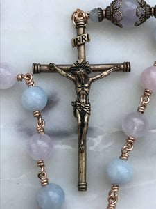 Our Lady of Fatima Pocket Rosary - Dream Quartz and Bronze - Single Decade Rosary - CeCeAgnes