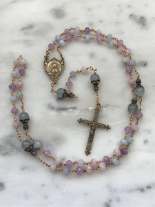 Joan of Arc Petite Pastel Gemstone Rosary - Dream Quartz and Bronze - CeCeAgnes