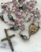 Load image into Gallery viewer, Joan of Arc Petite Pastel Gemstone Rosary - Dream Quartz and Bronze - CeCeAgnes
