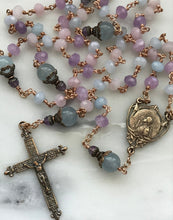 Load image into Gallery viewer, Joan of Arc Petite Pastel Gemstone Rosary - Dream Quartz and Bronze - CeCeAgnes
