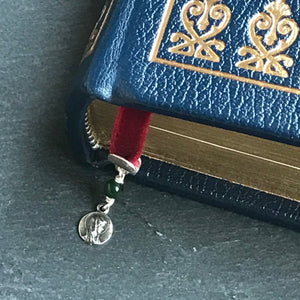 Catholic Velvet and Sterling Silver Saint Bookmark