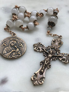 Our Lady of Perpetual Help Pocket Rosary - Moonstone and Bronze - Single Decade Rosary CeCeAgnes