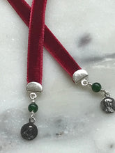 Load image into Gallery viewer, Catholic Velvet and Sterling Silver Saint Bookmark
