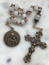 Load image into Gallery viewer, Our Lady of Perpetual Help Pocket Rosary - Moonstone and Bronze - Single Decade Rosary CeCeAgnes
